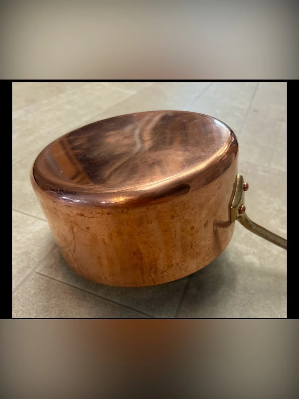 Made In France Copper Saucepan Pot 7.25 inch diameter Stylish Clean Cooking
